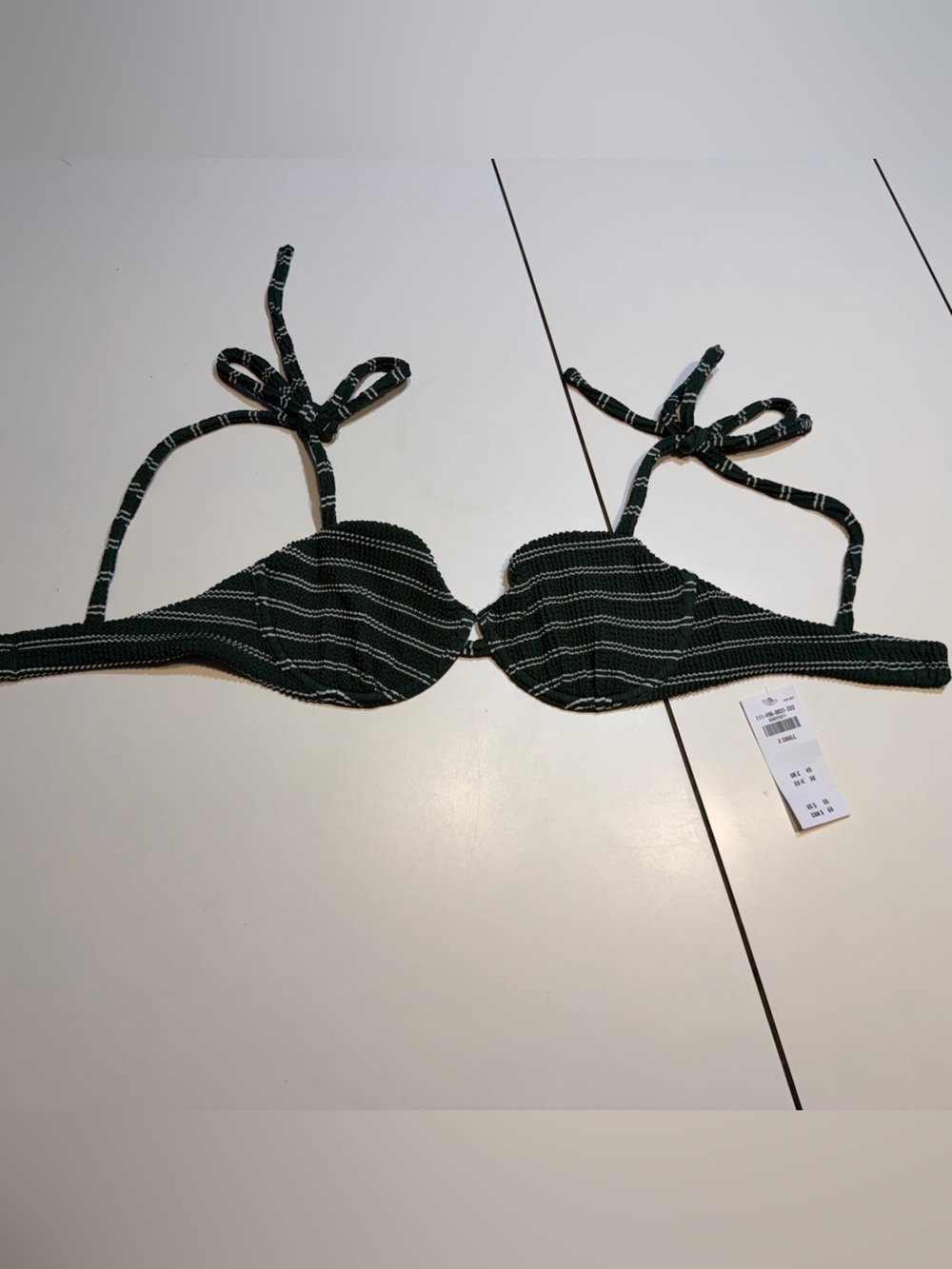 NWT XS Abercrombie & Fitch Curve Love Tie-Strap Underwire Bikini Green Top